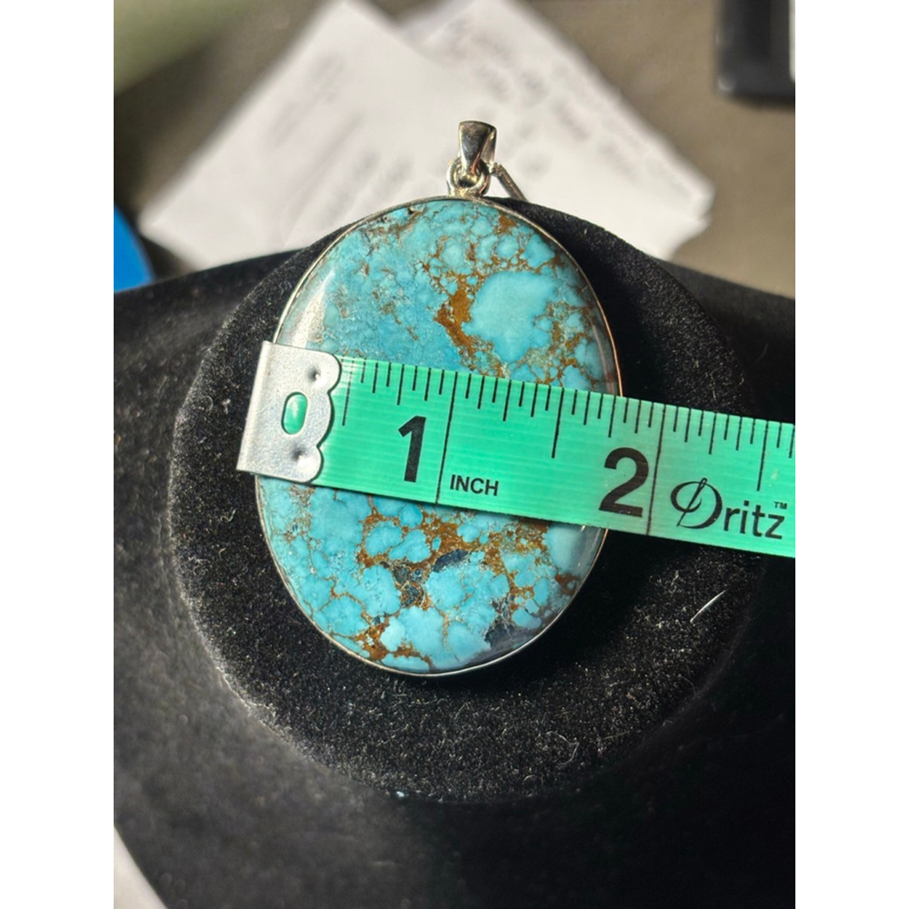 Vintage Vibes – Turquoise Drop Pendant on 925 Silver Chain - Picture 6 of 8